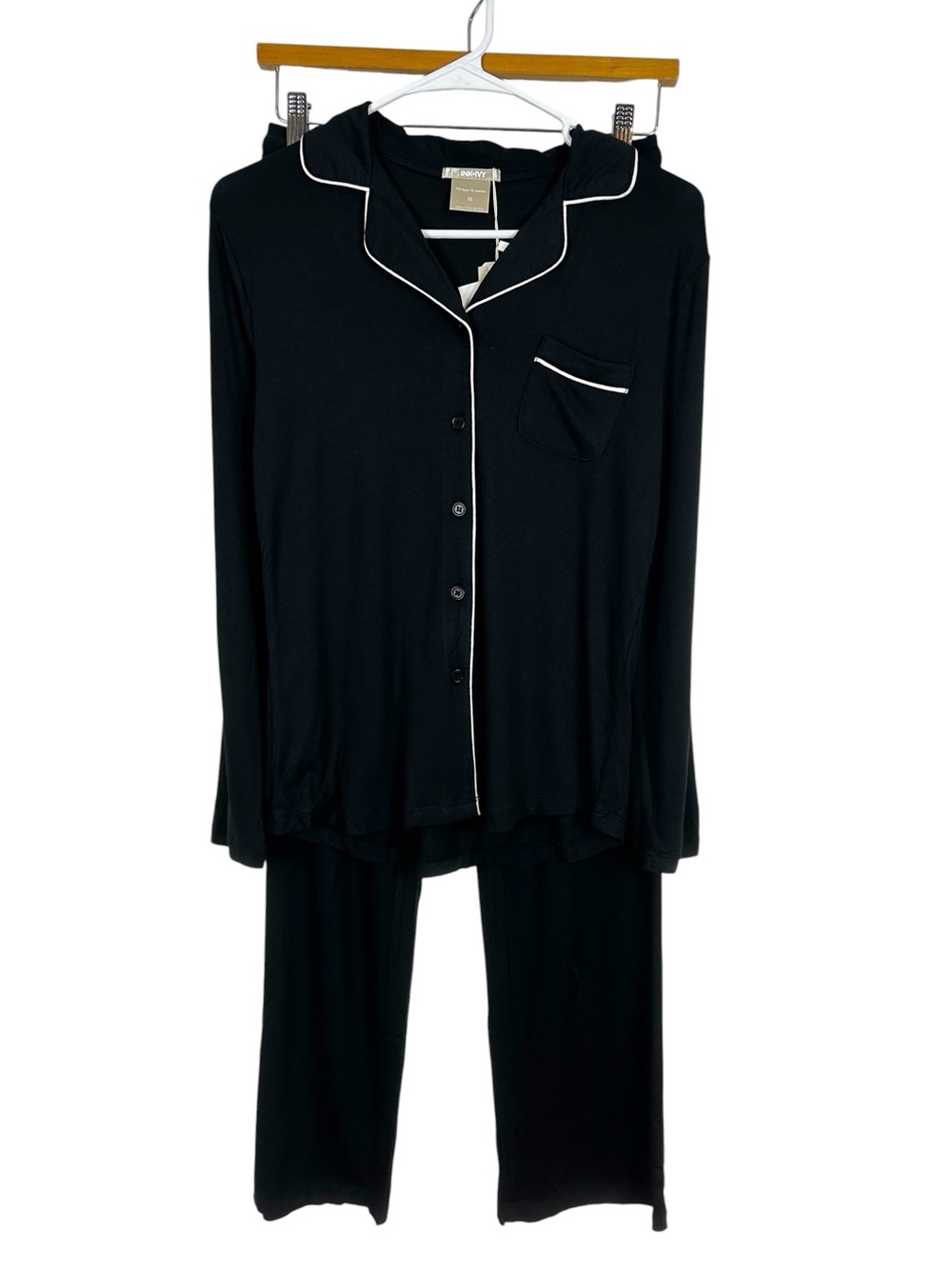 Ink + Ivy Black Classic Piped Pajama Set Size X-Small Rayon